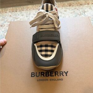 Burberry Black and Cream Check Sneakers
